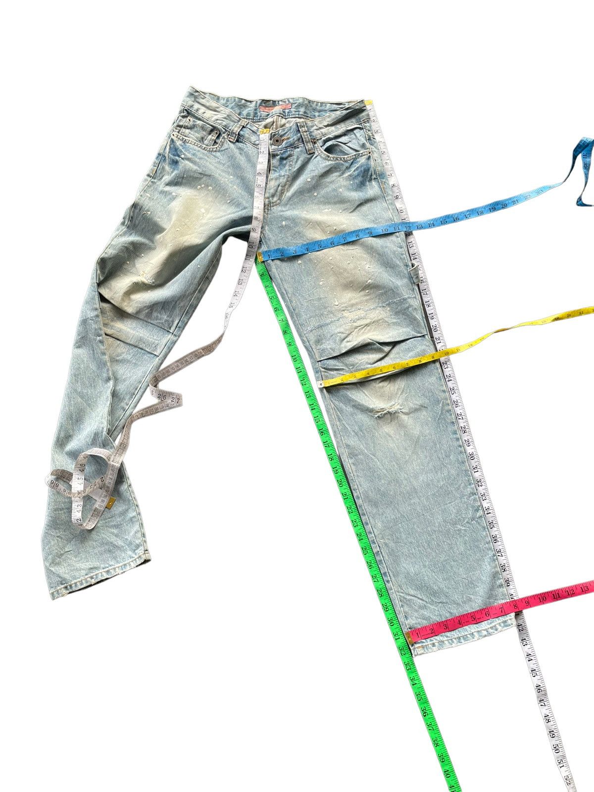 Japanese Brand Jewel Avira Faded Wash Distressed Denim Size US 32 / EU 48 - 19 Thumbnail