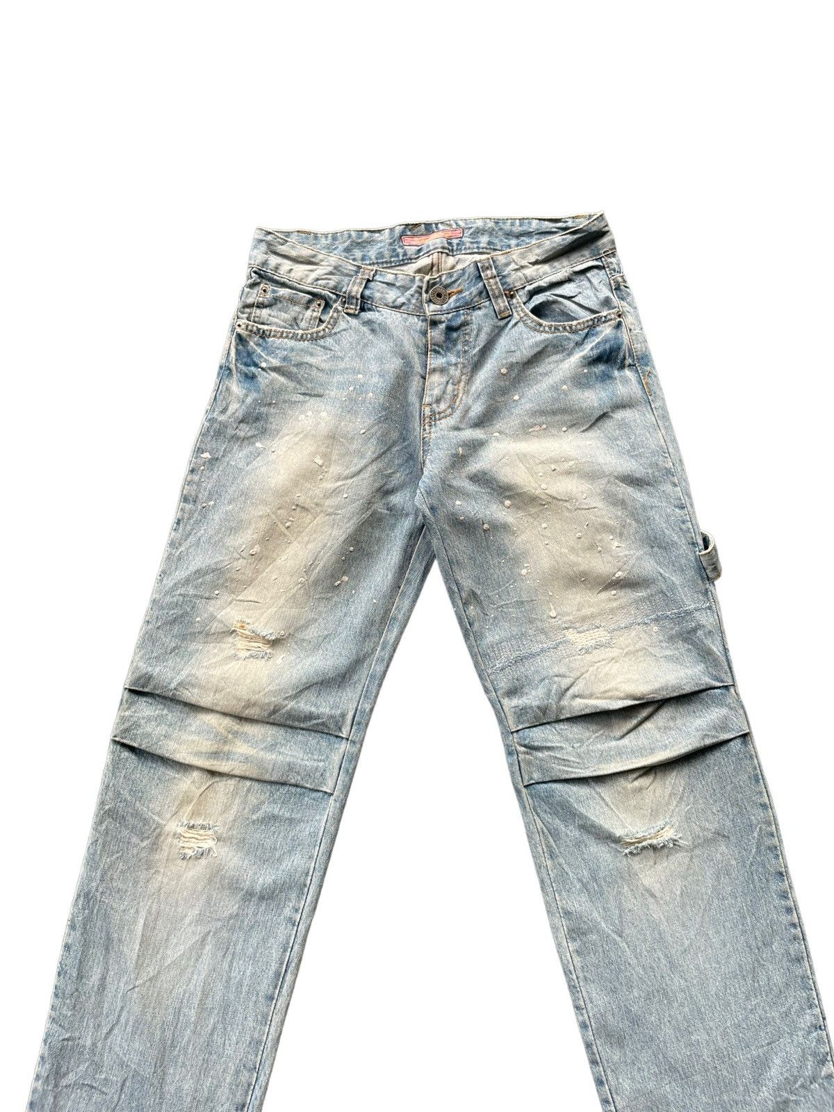 Japanese Brand Jewel Avira Faded Wash Distressed Denim Size US 32 / EU 48 - 3 Thumbnail
