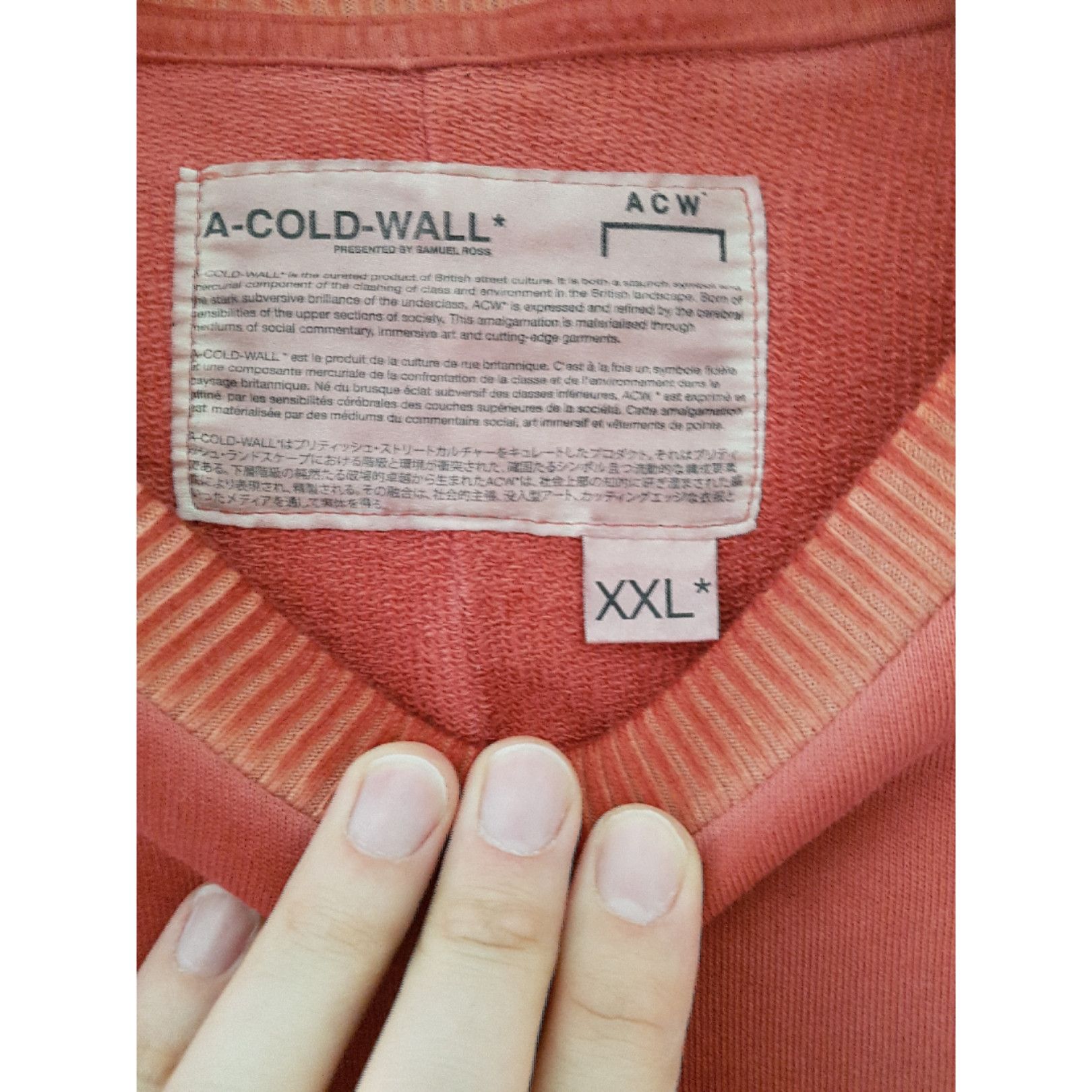 A-COLD-WALL* Red Overlock Crewneck Sweater Size US XXL / EU 58 / 5 - 8 Thumbnail