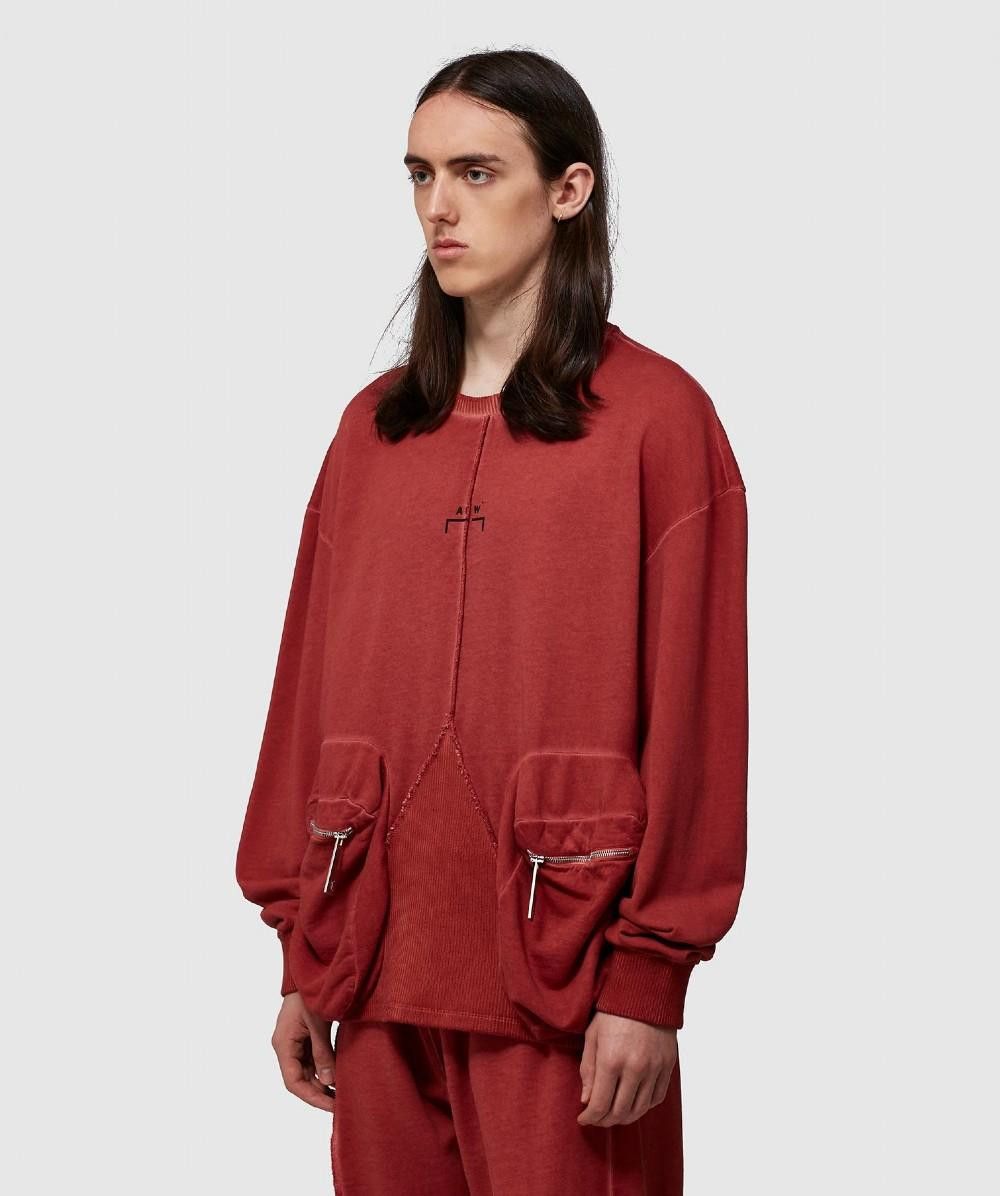 A-COLD-WALL* Red Overlock Crewneck Sweater Size US XXL / EU 58 / 5 - 1 Thumbnail