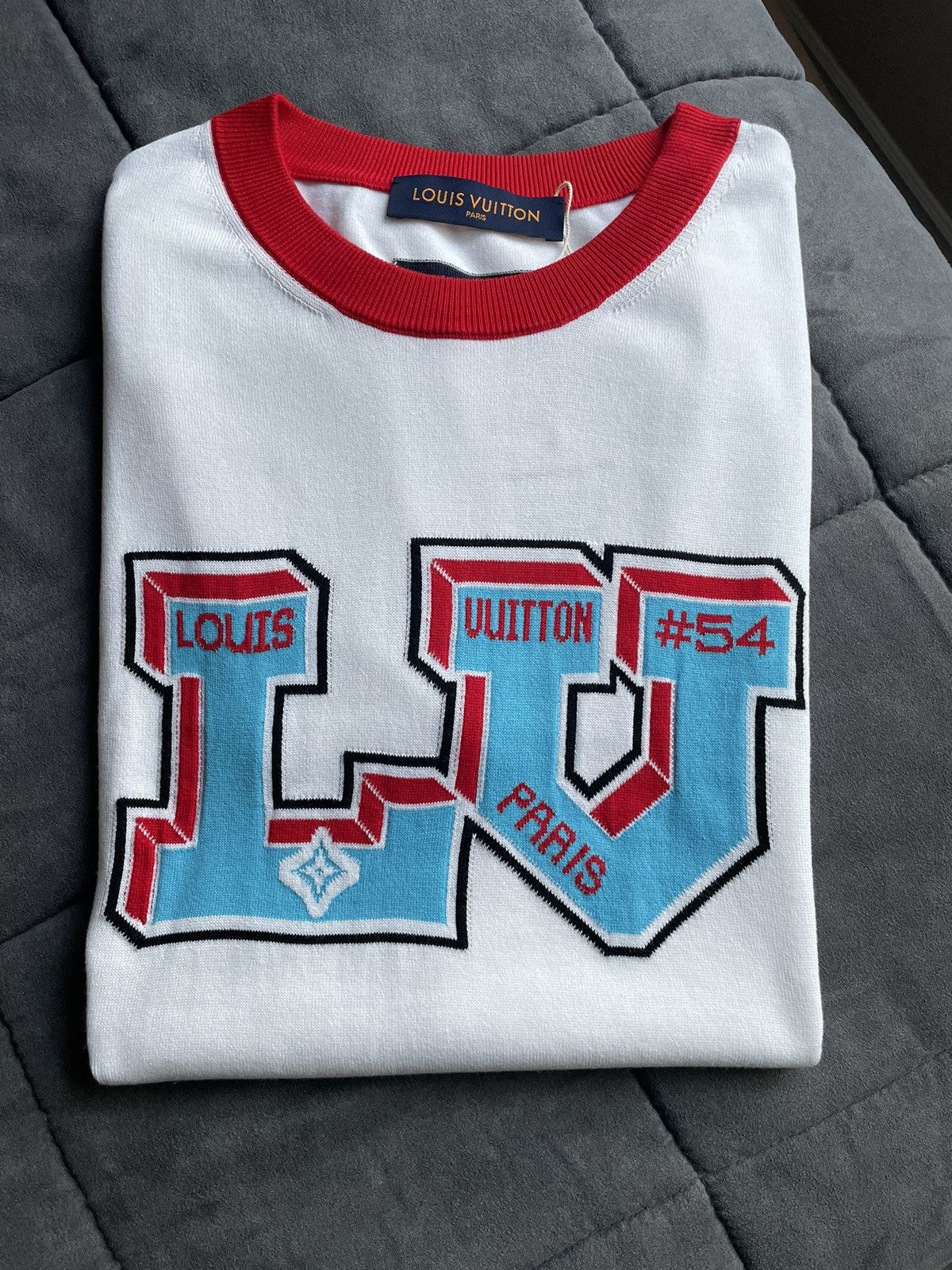 Louis Vuitton Louis Vuitton Signature LV Knit White Red T Shirt