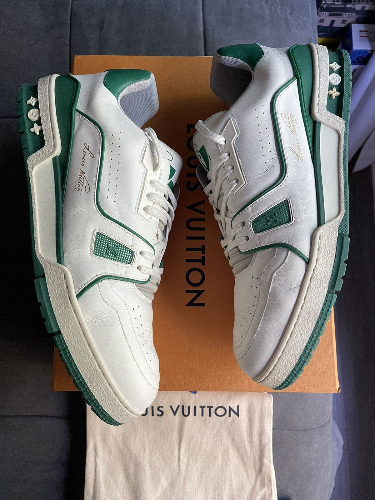 Louis Vuitton Louis Vuitton White Green OG Trainer Sneaker Size US 12 / EU 45 - 1 Thumbnail