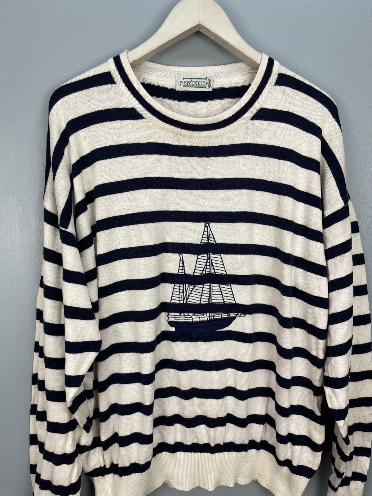 Vintage Vintage NewYorker stripe sailboat sweatshirt Size US L / EU 52-54 / 3 - 3 Thumbnail