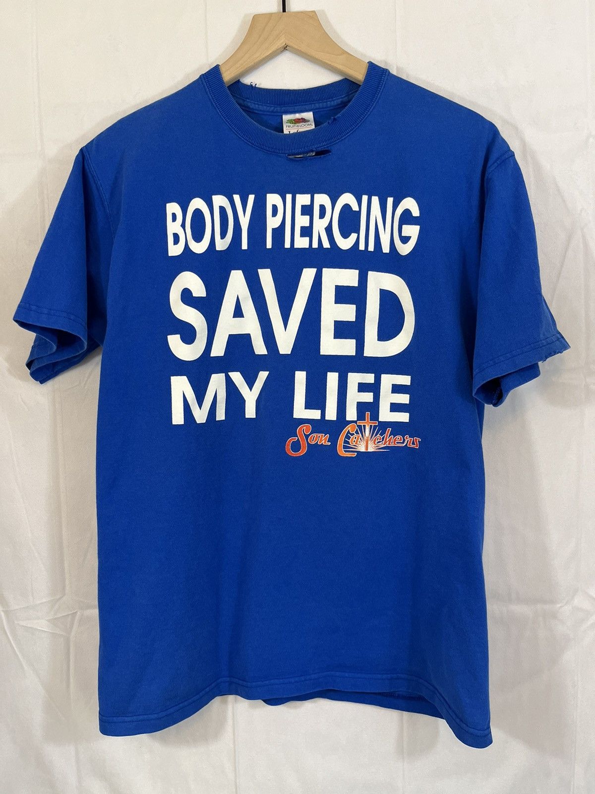 Vintage Body Piercing Crucifixion Distressed Religious Y2K Tee Size US M / EU 48-50 / 2 - 2 Thumbnail