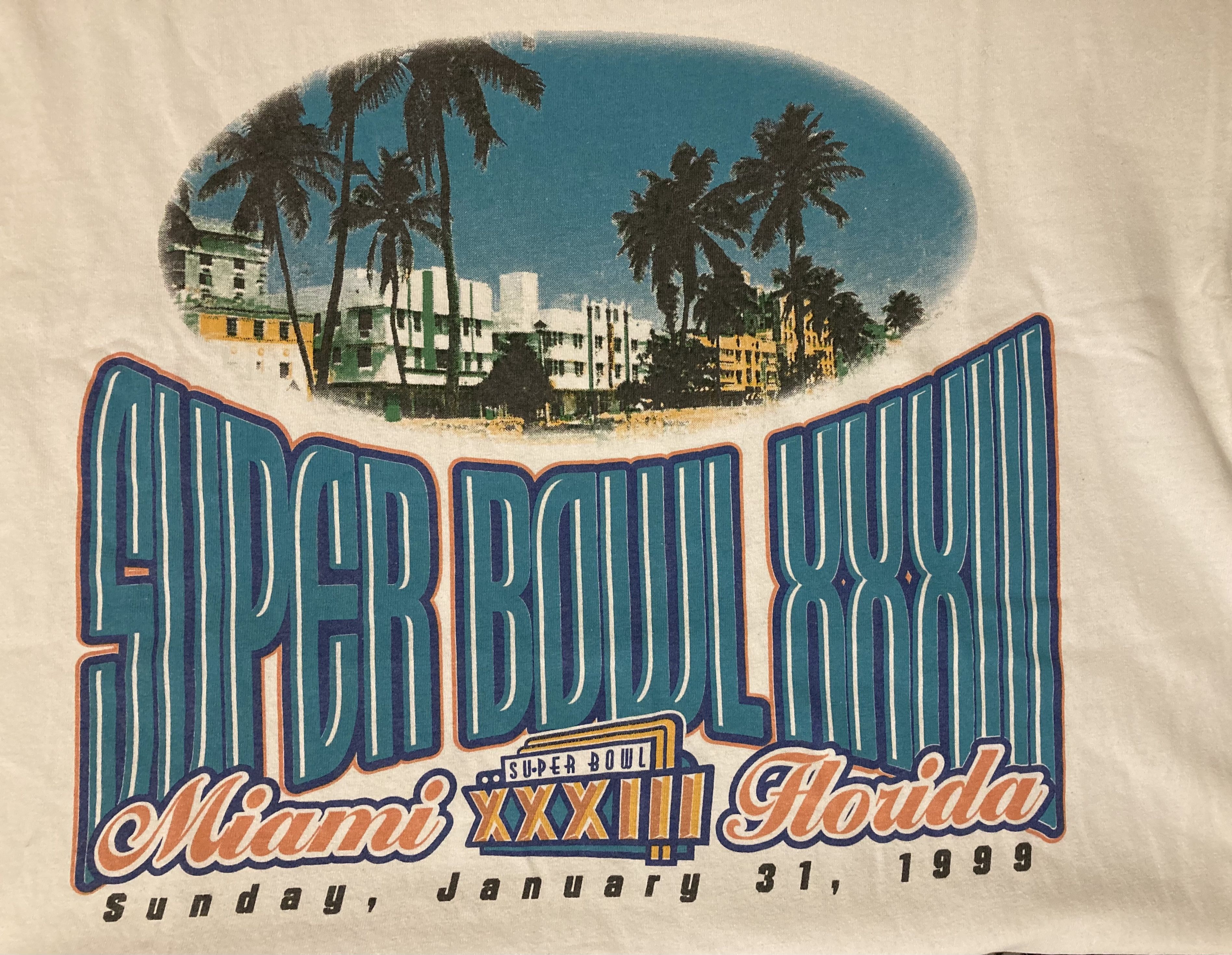 Logo 7 Rare Vintage 90's Super Bowl XXXIII Spellout T-shirt Size US L / EU 52-54 / 3 - 3 Thumbnail