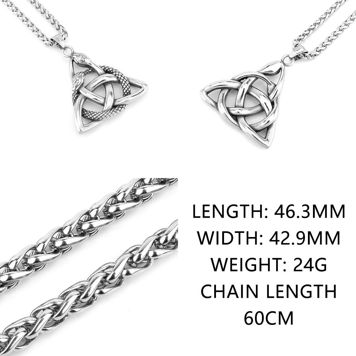 Other Viking Ouroboros Trinity Pendant Charms Necklace Stainless Size ONE SIZE - 7 Thumbnail