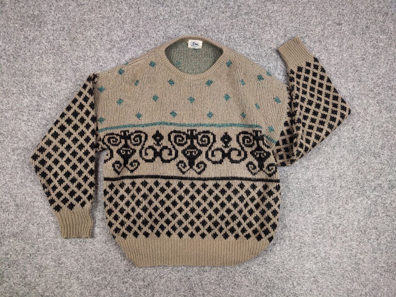 Japanese Brand Vintage 90's Japanese Mohair Beige Pattern Trend Sweater Size US M / EU 48-50 / 2 - 13 Thumbnail
