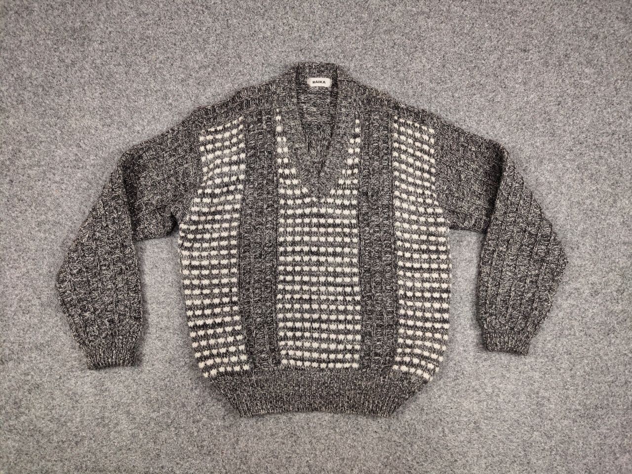 Japanese Brand Archival Vintage Raika Japanese Hand Knitted Gray Sweater Size US L / EU 52-54 / 3 - 15 Thumbnail