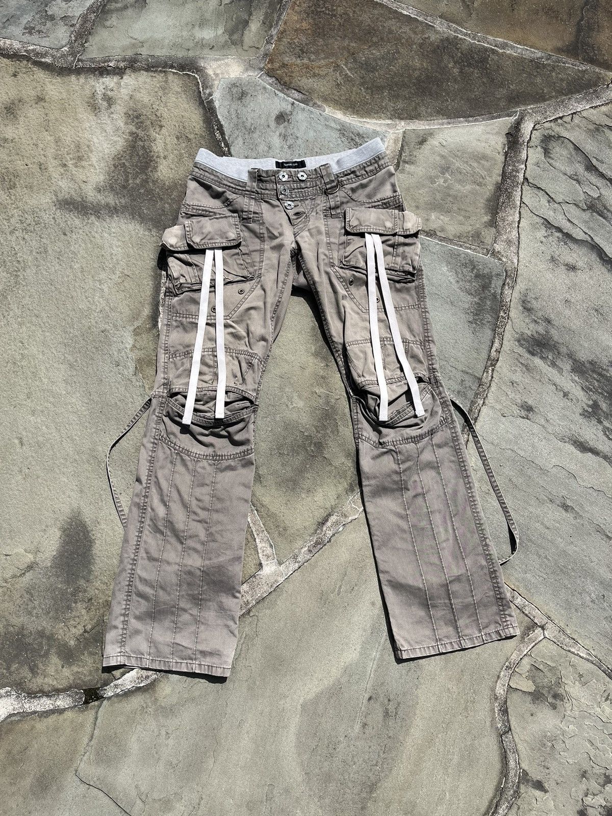 image of Yasuyuki Ishii Cargo Bondage Zipper Pants in Tan, Men's (Size 32)