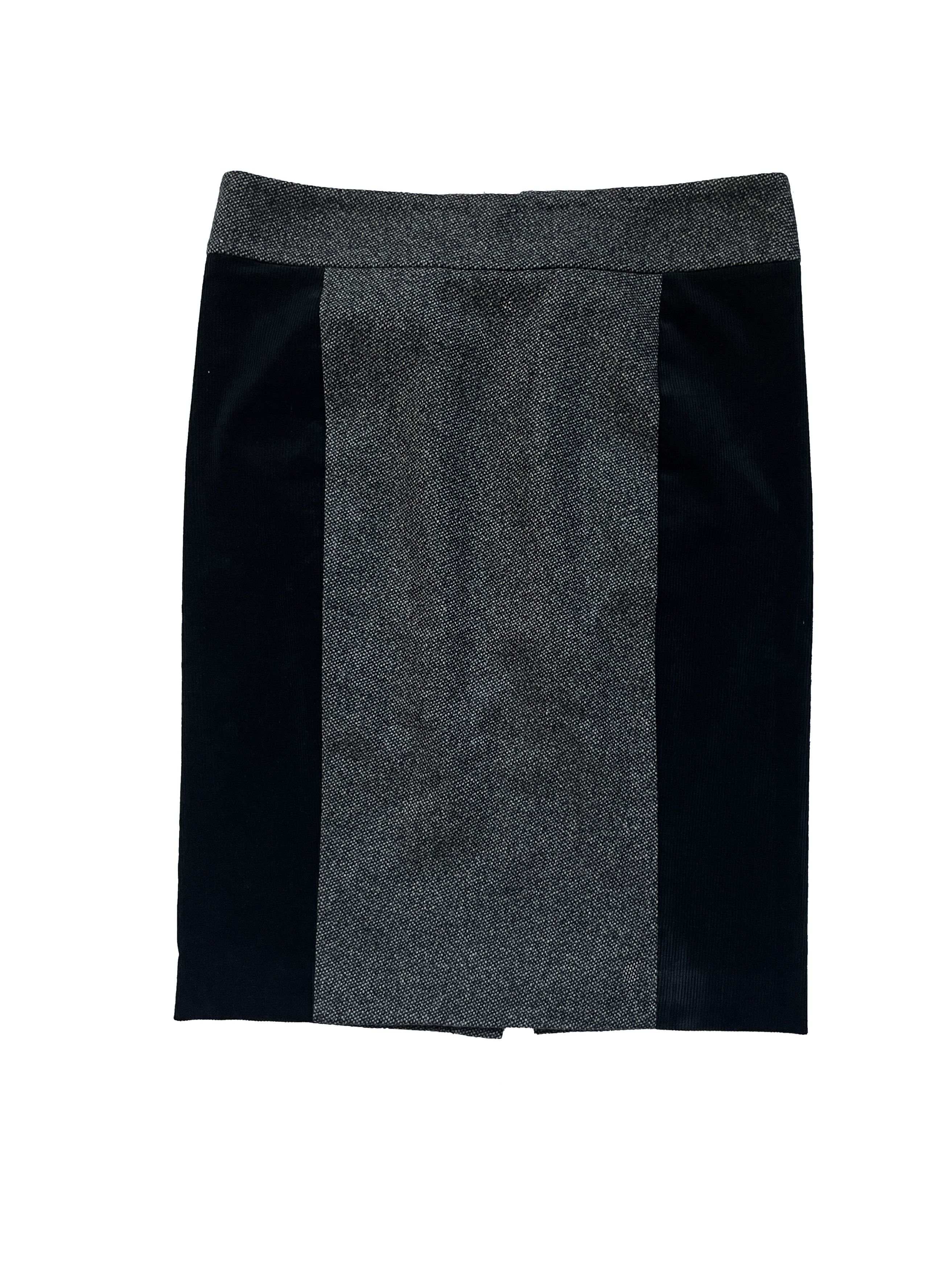 image of 2007 Gucci Tweed & Corduroy Skirt in Black/Gray, Women's (Size 28)