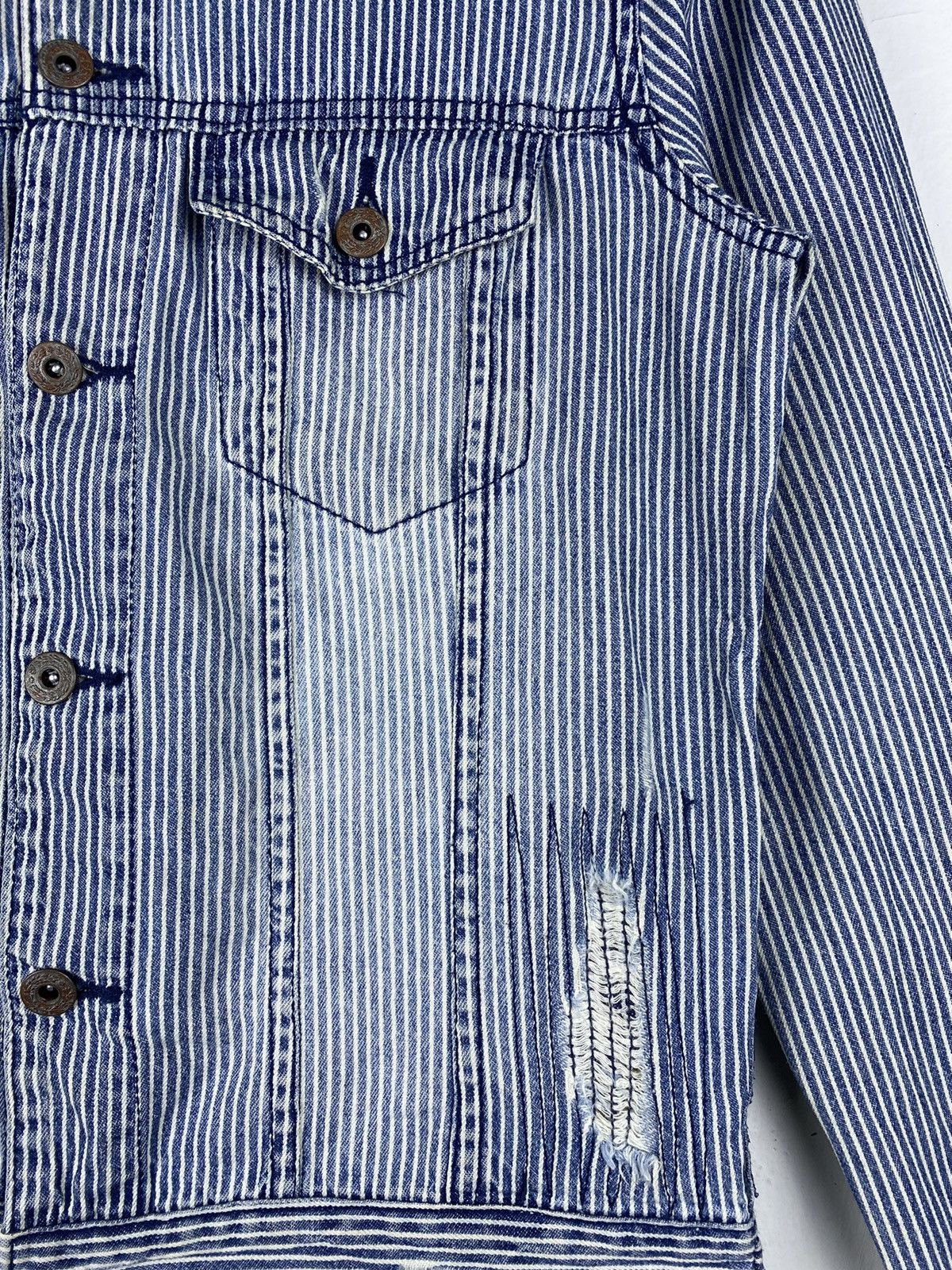 Japanese Brand GONE 🔥 Vintage Browny Hickory Stripes Trucker Denim Jacket Size US M / EU 48-50 / 2 - 8 Thumbnail