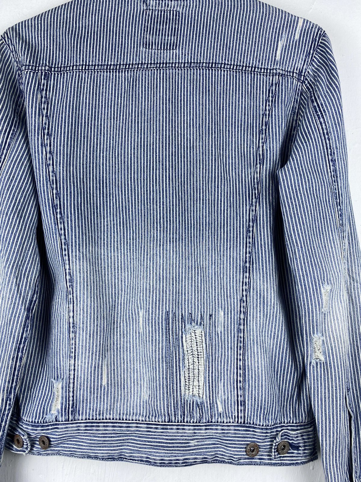 Japanese Brand GONE 🔥 Vintage Browny Hickory Stripes Trucker Denim Jacket Size US M / EU 48-50 / 2 - 10 Thumbnail