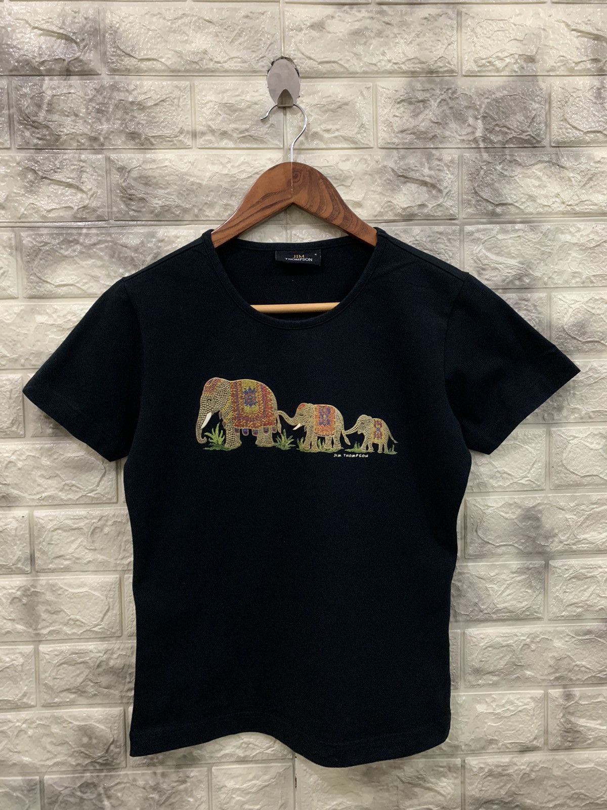 image of Jim Thompson Elephant Logo Fit Tee in Black, Women's (Size Small)