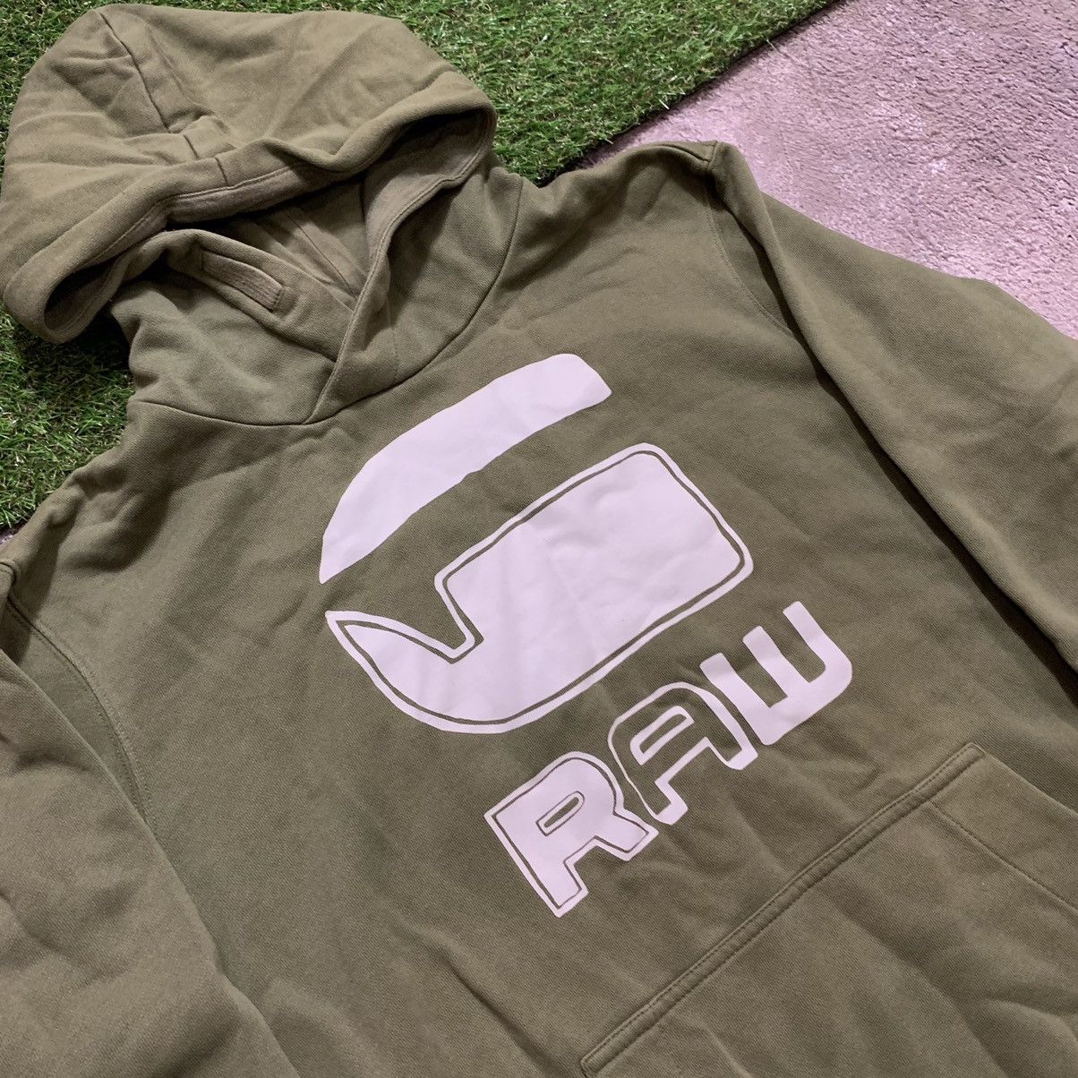 Vintage Vintage Y2K G Star Raw Logo Hoodie Khaki Streetwear Slim L Size US L / EU 52-54 / 3 - 2 Thumbnail