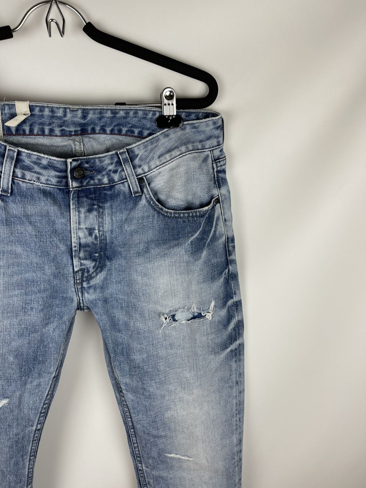 Japanese Brand Japan Rags vintage blue light distressed denim jeans pants Size US 32 / EU 48 - 4 Thumbnail