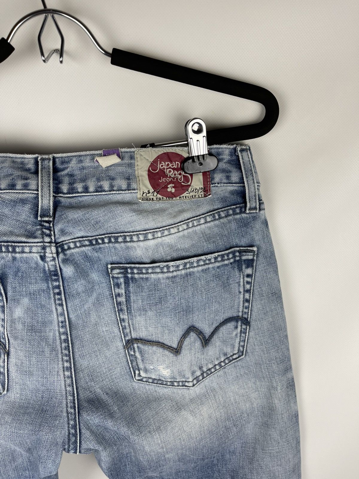 Japanese Brand Japan Rags vintage blue light distressed denim jeans pants Size US 32 / EU 48 - 12 Thumbnail