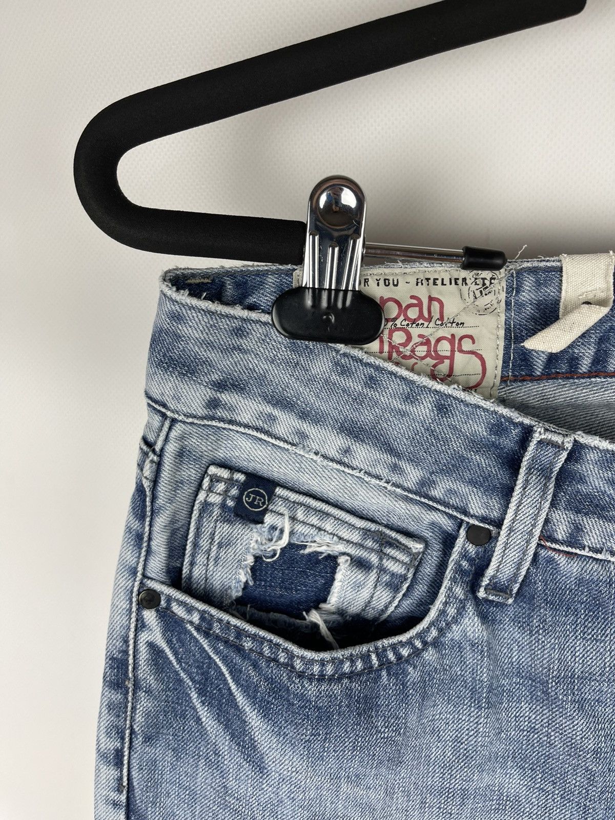 Japanese Brand Japan Rags vintage blue light distressed denim jeans pants Size US 32 / EU 48 - 8 Thumbnail