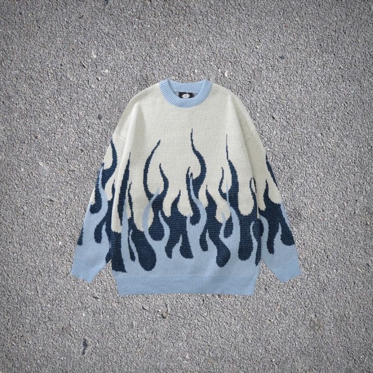 Japanese Brand Blue Flame Sweater knitted pullover Size US L / EU 52-54 / 3 - 1 Thumbnail