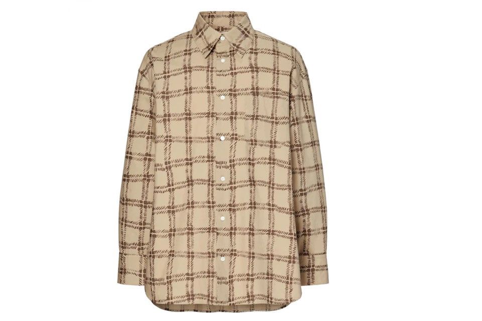 Marni × Uniqlo Oversized Plaid Pajama Printed Long Sleeve Shirt Beige XL Size US XL / EU 56 / 4 - 3 Thumbnail