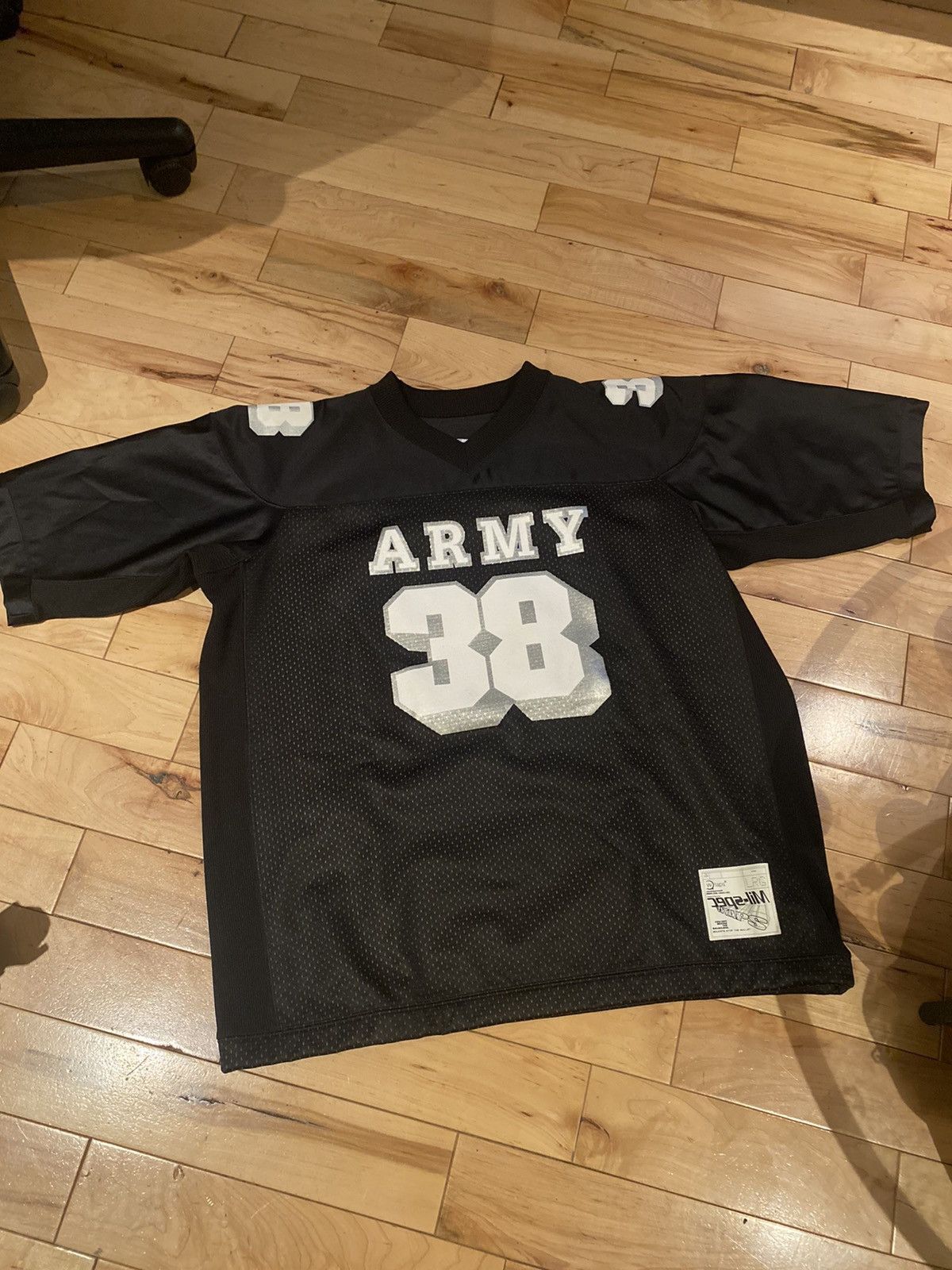 image of Wtaps Army Football Jersey Mesh Polartec Fleece L in Black, Men's (Size Large)