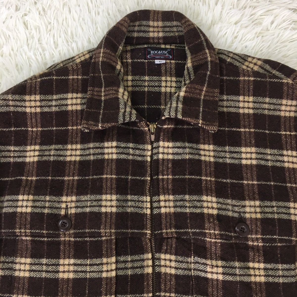 Japanese Brand Roc & Usc Workwear Brown Tartan Size US L / EU 52-54 / 3 - 7 Thumbnail
