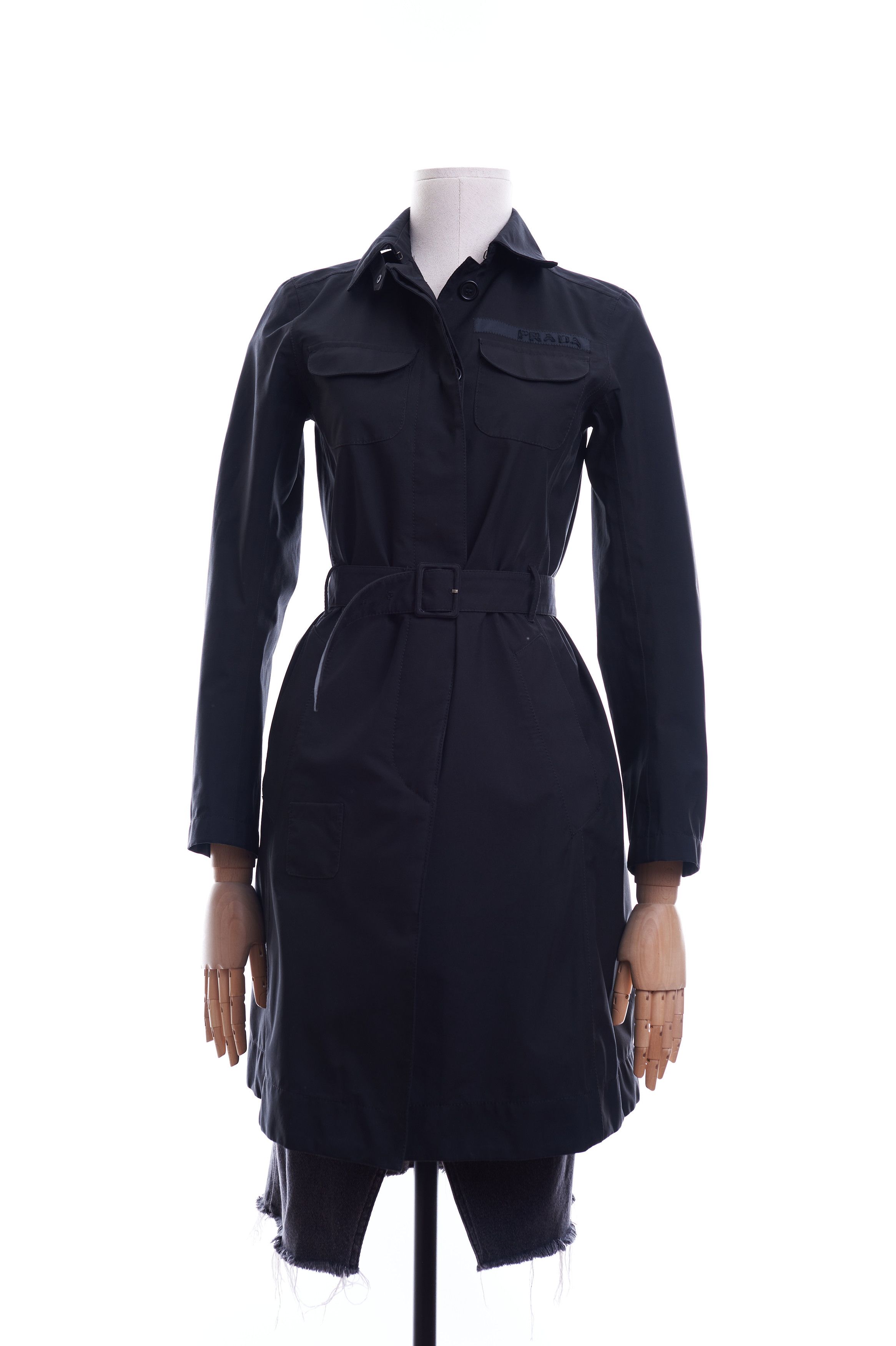 Womens PRADA Sport Gore-Tex Trench Jacket Black Size 38