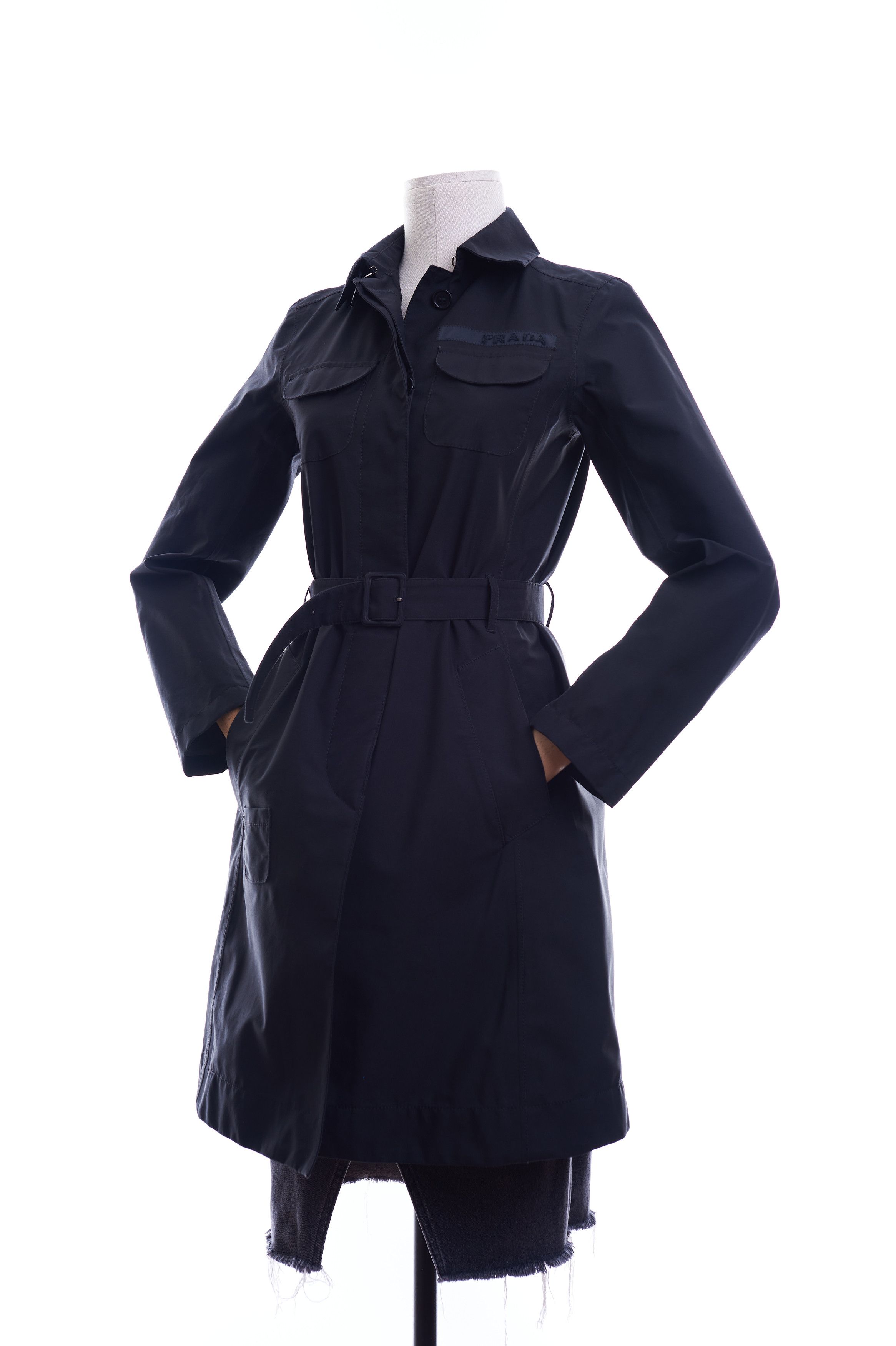 Womens PRADA Sport Gore-Tex Trench Jacket Black Size 38