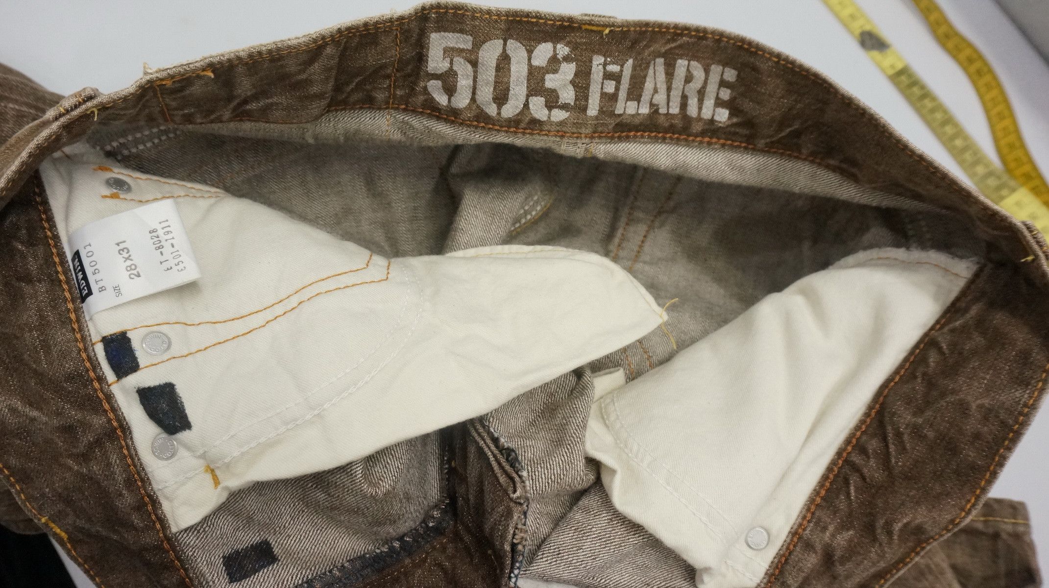 Edwin 🔥 Flare Vintage EDWIN 503 Japan Distressed Brown Jeans W30 Size US 30 / EU 46 - 19 Thumbnail