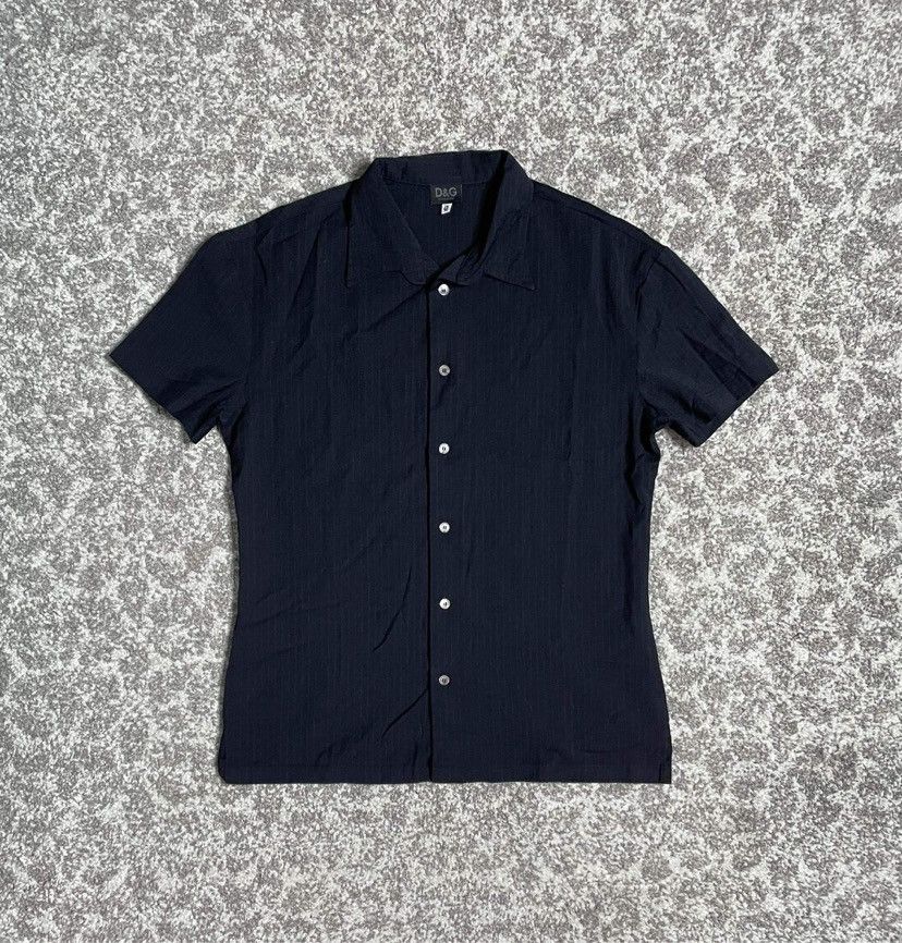 Dolce & Gabbana Vintage Wool Navy Blue Striped Shirt Dolce&Gabbana Size US M / EU 48-50 / 2 - 3 Thumbnail