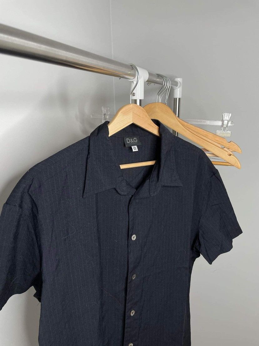 Dolce & Gabbana Vintage Wool Navy Blue Striped Shirt Dolce&Gabbana Size US M / EU 48-50 / 2 - 2 Thumbnail