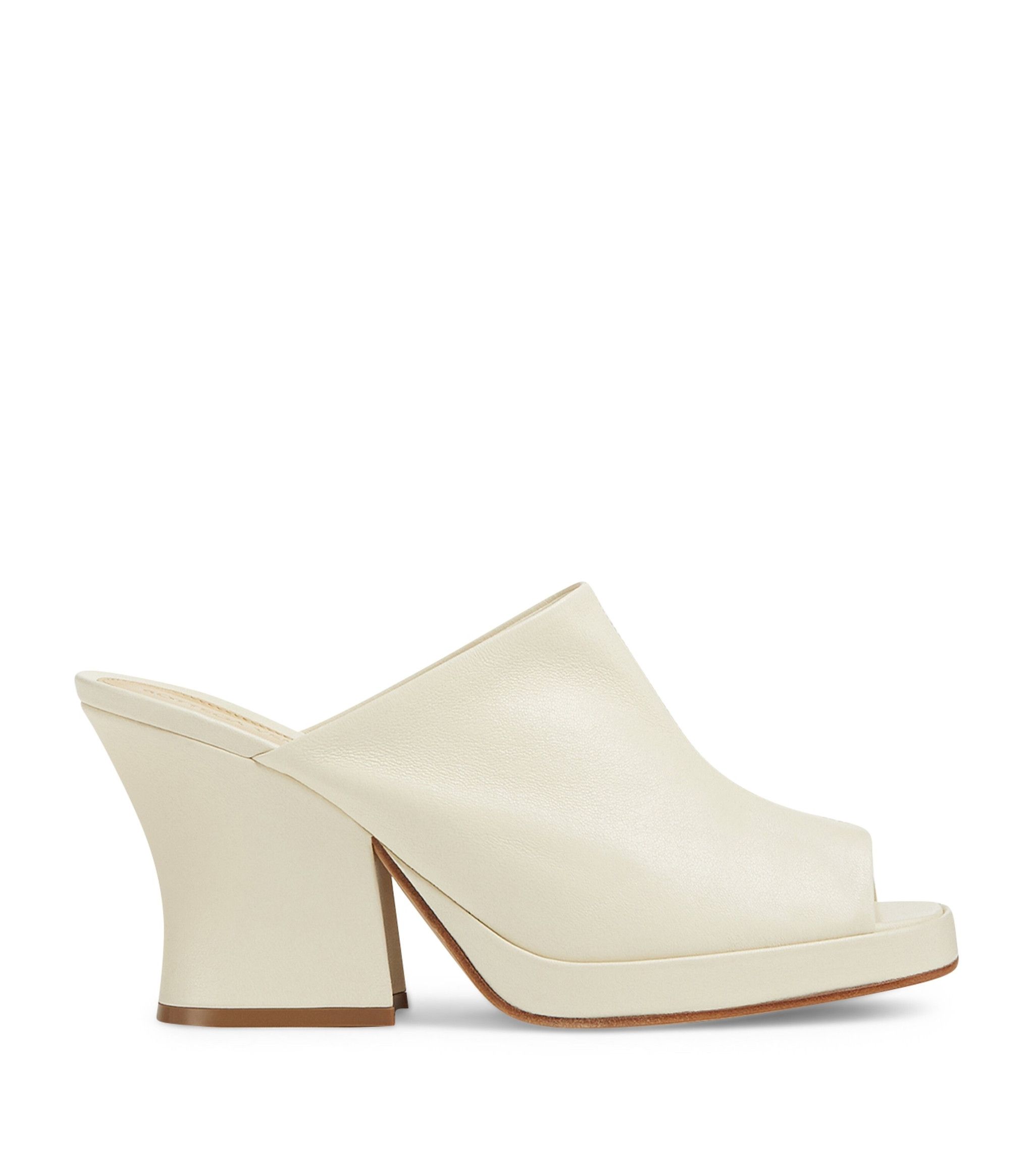 o1s1rm0423 Women's Leather Stack Mules 90 in Ivory