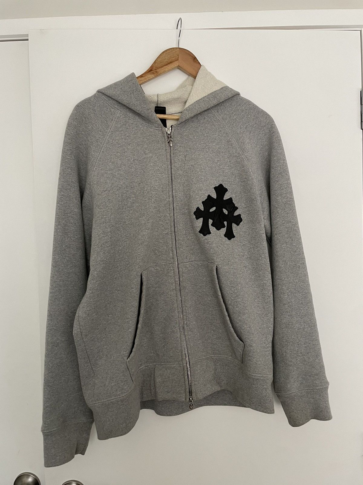 Chrome Hearts Chrome Hearts Leather Patch Zip Up Hoodie Grailed