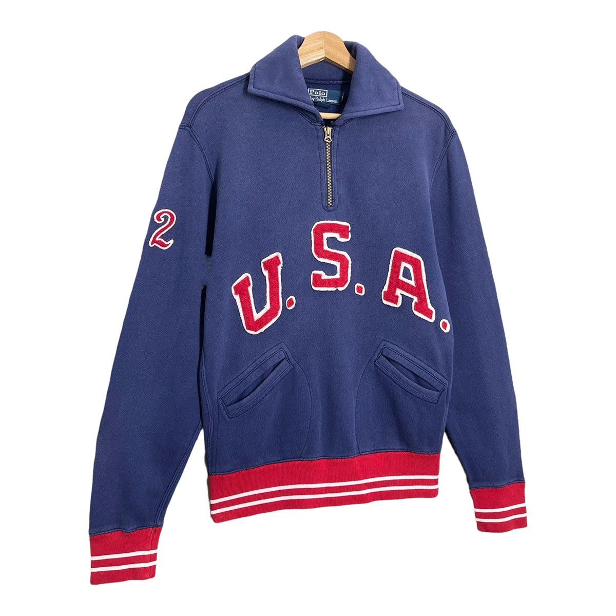 Polo Ralph Lauren 90s Polo Ralph Lauren USA Logo Halfzip Sweatshirt Size S Size US S / EU 44-46 / 1 - 2 Thumbnail