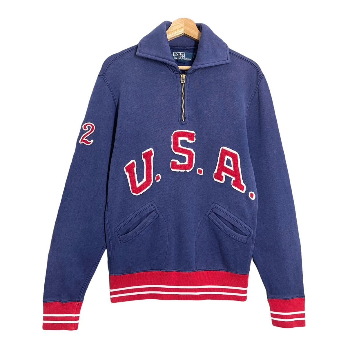 Polo Ralph Lauren 90s Polo Ralph Lauren USA Logo Halfzip Sweatshirt Size S Size US S / EU 44-46 / 1 - 1 Thumbnail
