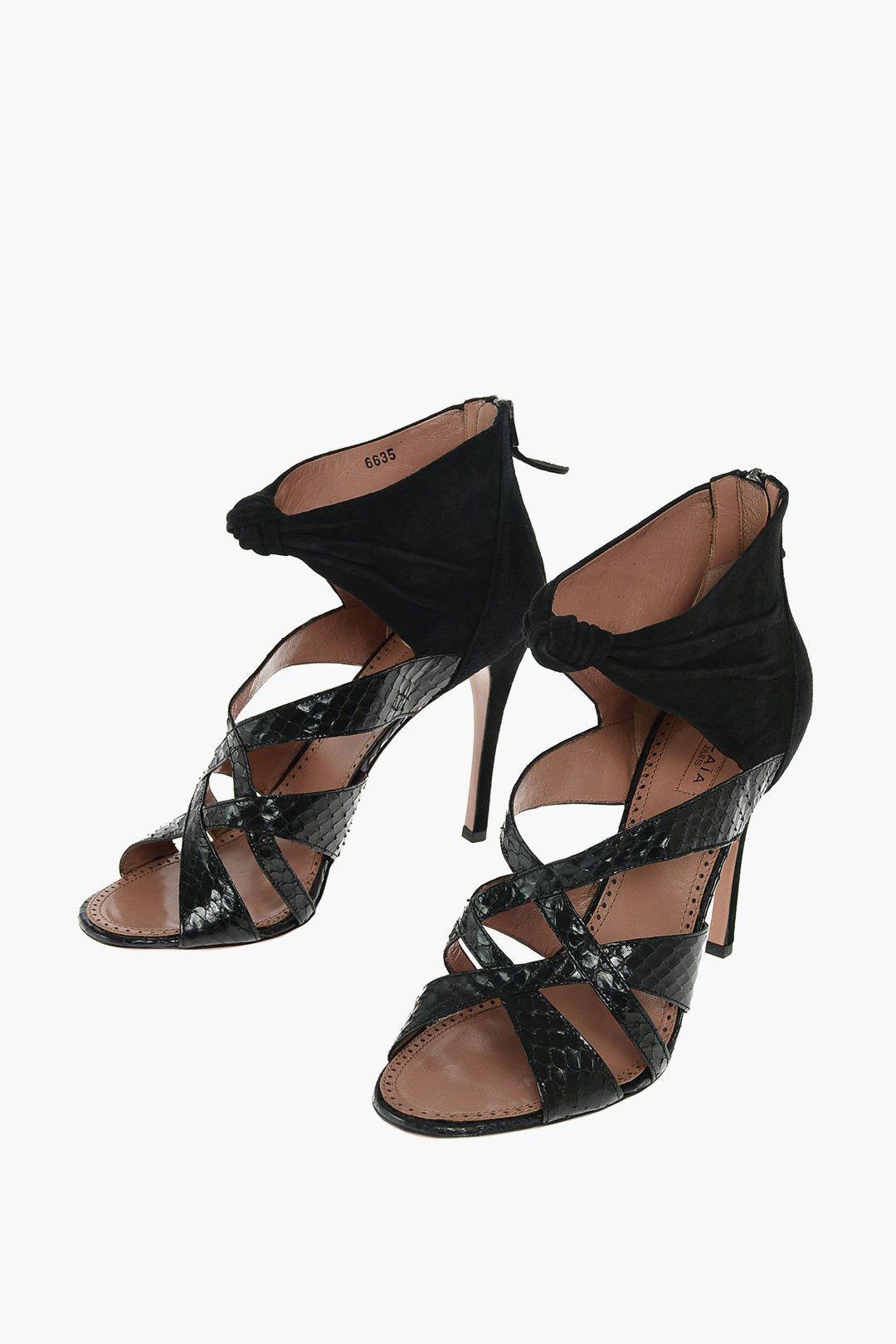 Alaia alaia stiletto heel python insert suede sandals grailed