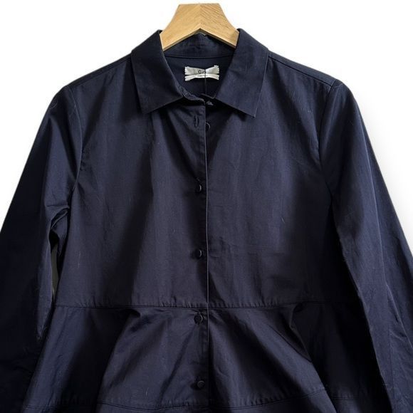 CO NWT CO Navy Blue Tiered Button Down Cotton Shirt, Size M Size M / US 6-8 / IT 42-44 - 3 Thumbnail