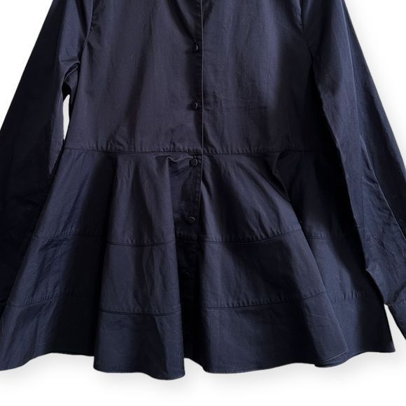 CO NWT CO Navy Blue Tiered Button Down Cotton Shirt, Size M Size M / US 6-8 / IT 42-44 - 4 Thumbnail