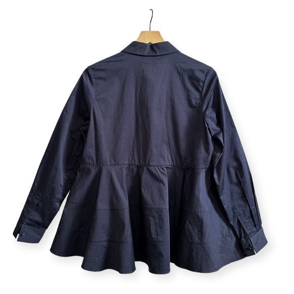 CO NWT CO Navy Blue Tiered Button Down Cotton Shirt, Size M Size M / US 6-8 / IT 42-44 - 2 Thumbnail
