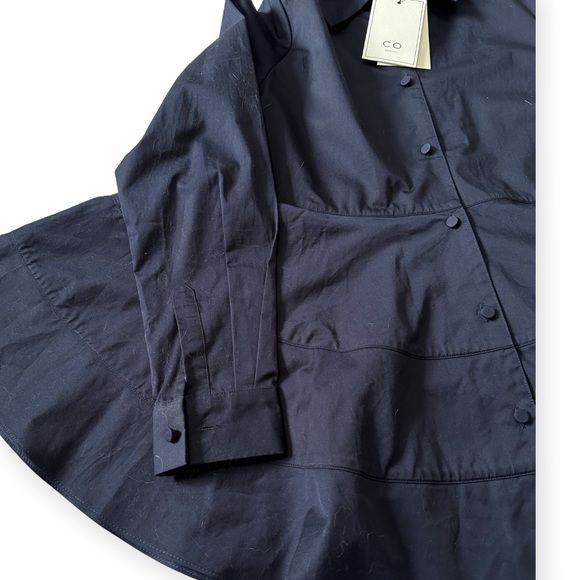 CO NWT CO Navy Blue Tiered Button Down Cotton Shirt, Size M Size M / US 6-8 / IT 42-44 - 9 Thumbnail