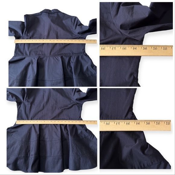 CO NWT CO Navy Blue Tiered Button Down Cotton Shirt, Size M Size M / US 6-8 / IT 42-44 - 12 Thumbnail