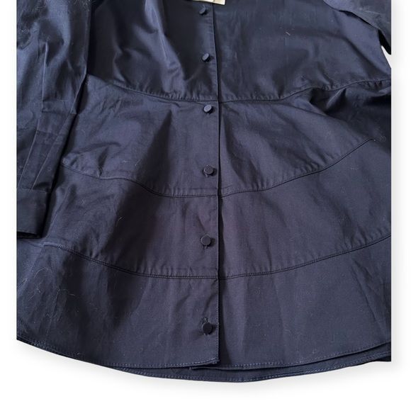 CO NWT CO Navy Blue Tiered Button Down Cotton Shirt, Size M Size M / US 6-8 / IT 42-44 - 14 Thumbnail