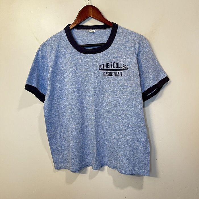 Vintage Vtg 70s Luther College USA basketball ringer T Shirt XL | Grailed