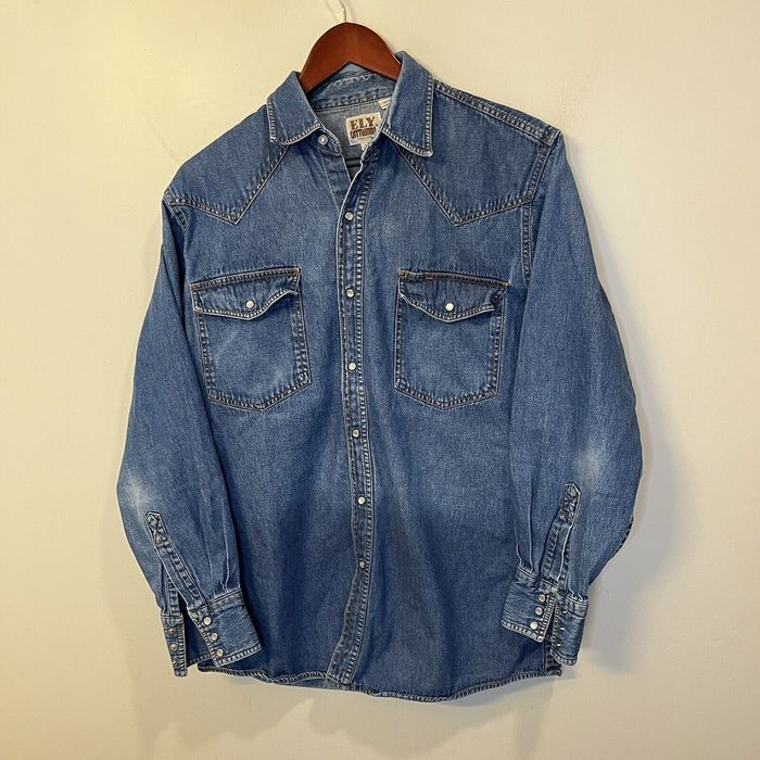 Vintage Ely Cattleman Denim Shirt Pearl Snap Western Shirt Cowboy | Grailed