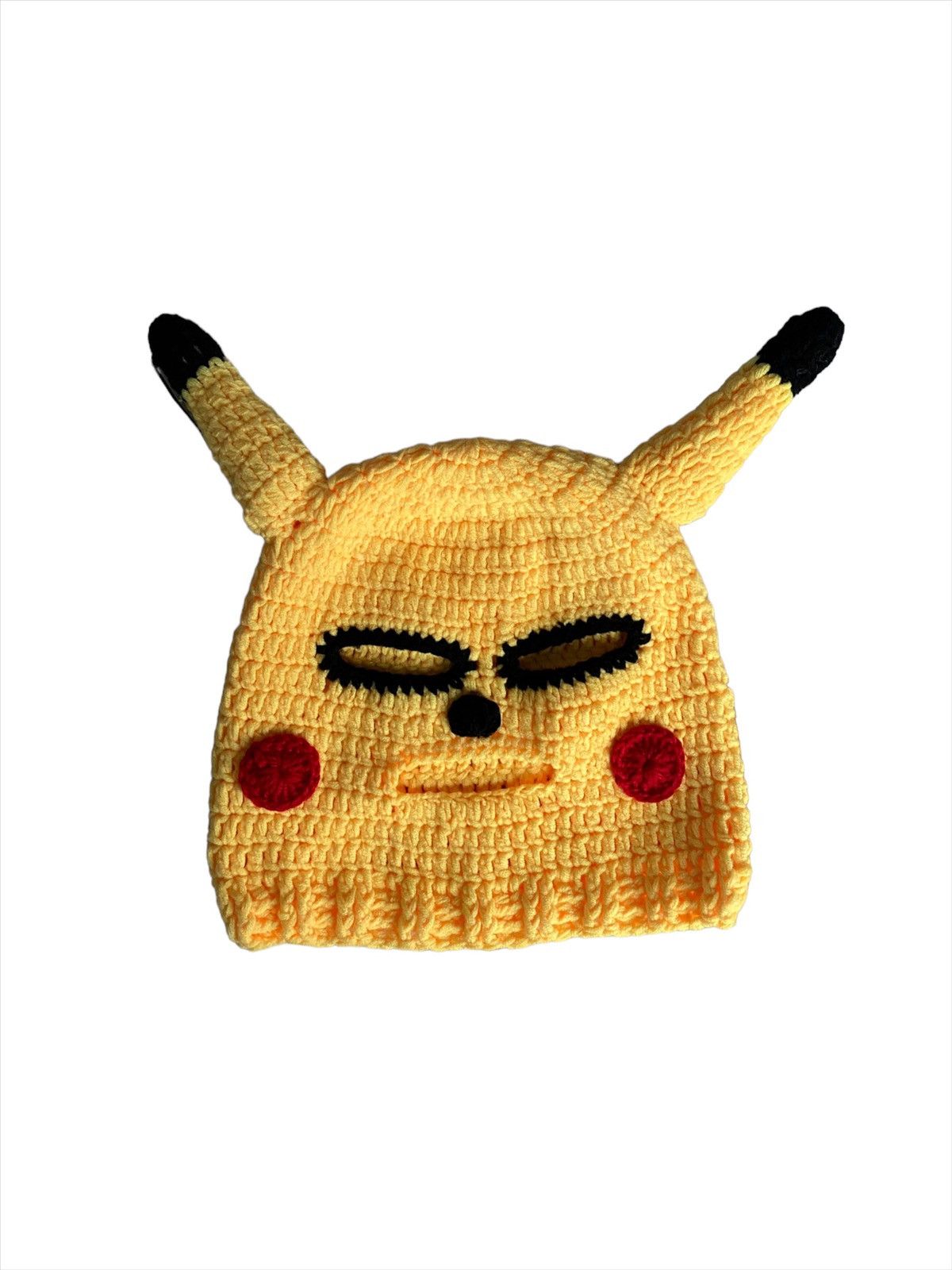 Other Handmade Knitted Balaclava Hat Pikachu Pokemon Devil Style Size ONE SIZE - 2 Thumbnail