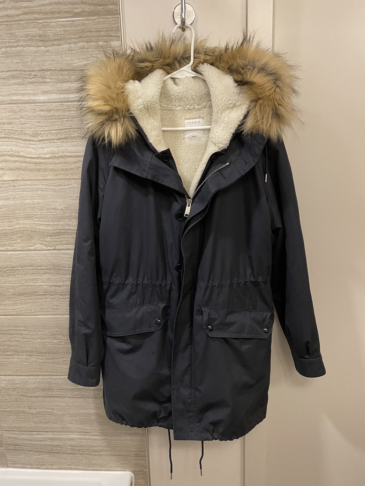 Sandro Sandro Navy Blue Heavy Coat Size US M / EU 48-50 / 2 - 1 Thumbnail