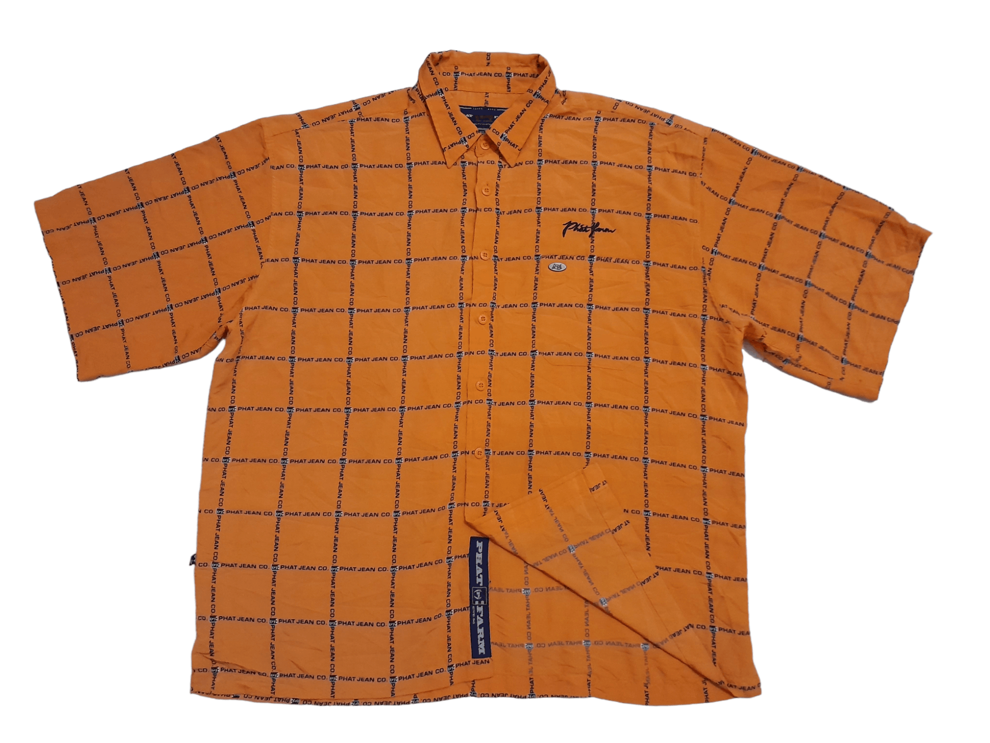 Phat Farm Phat Farm Allover Logo Oversized Shirt Button (E775) Size US XXL / EU 58 / 5 - 1 Thumbnail