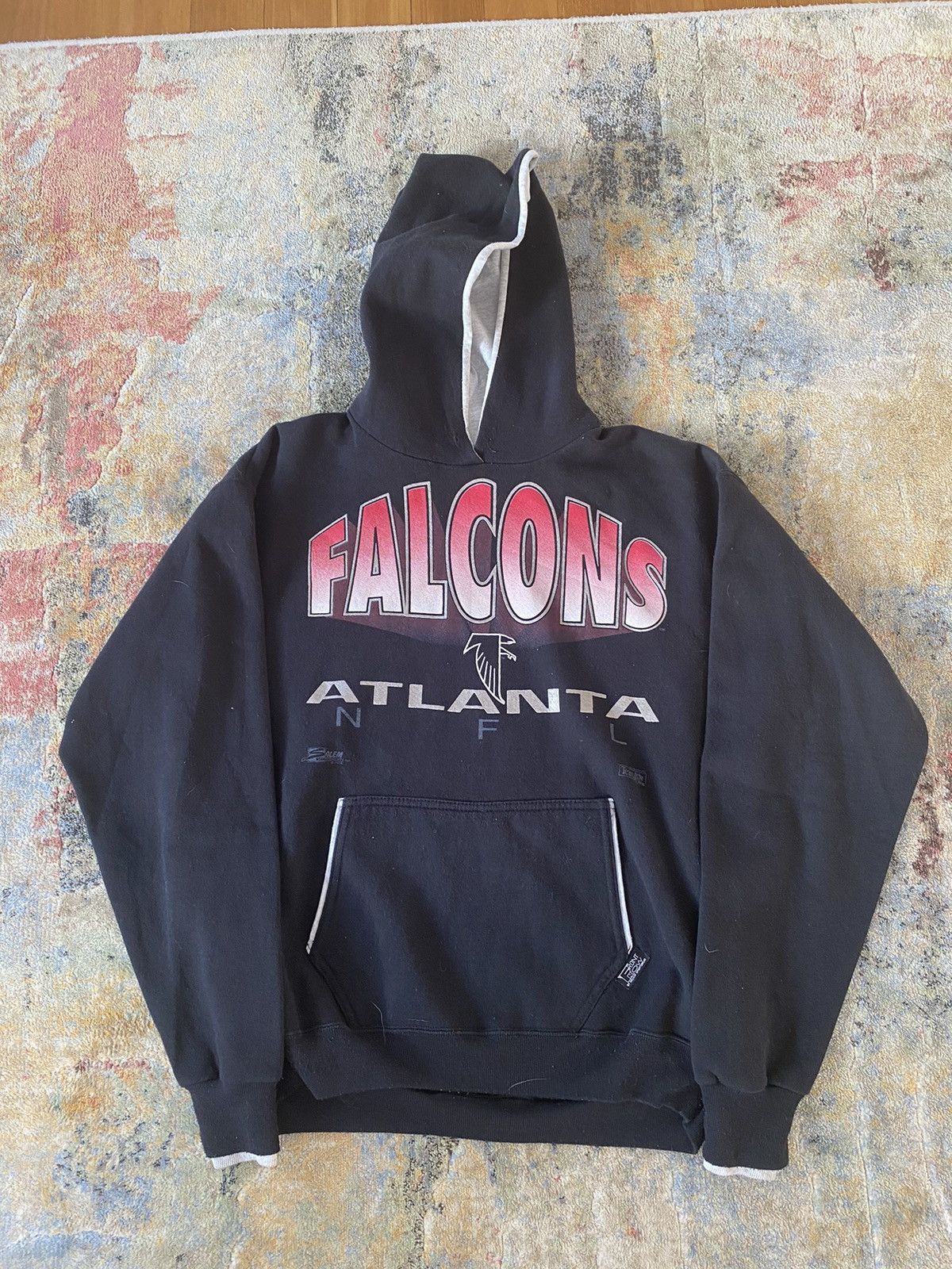 VTG 90s Atlanta Falcons Sweatshirt Large Salem Sportswear Big Head Faded  Black