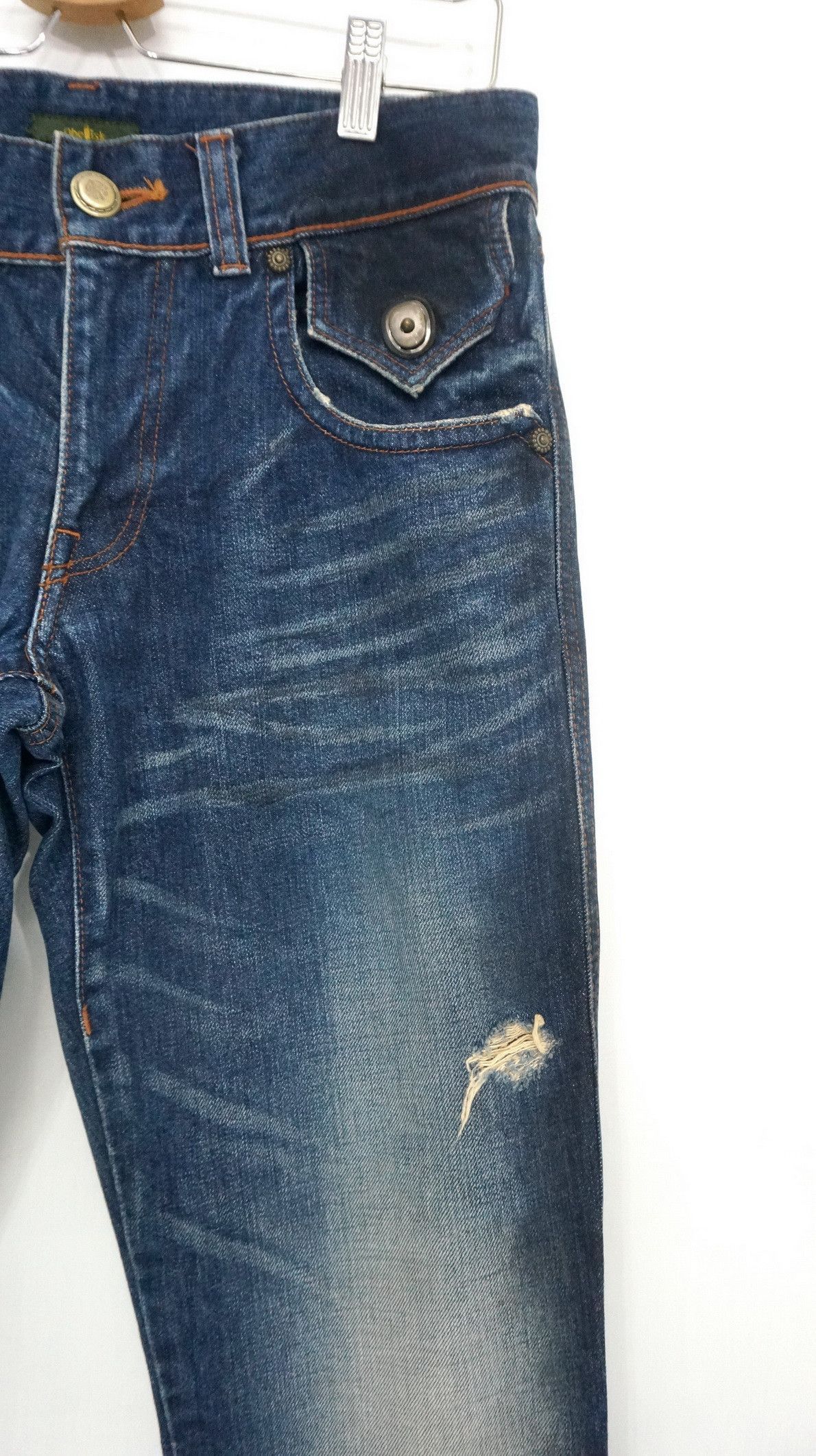 Obelisk Fire Rare! OBELISK Japan Lowrise Distressed Flared Jeans Size US 30 / EU 46 - 6 Thumbnail