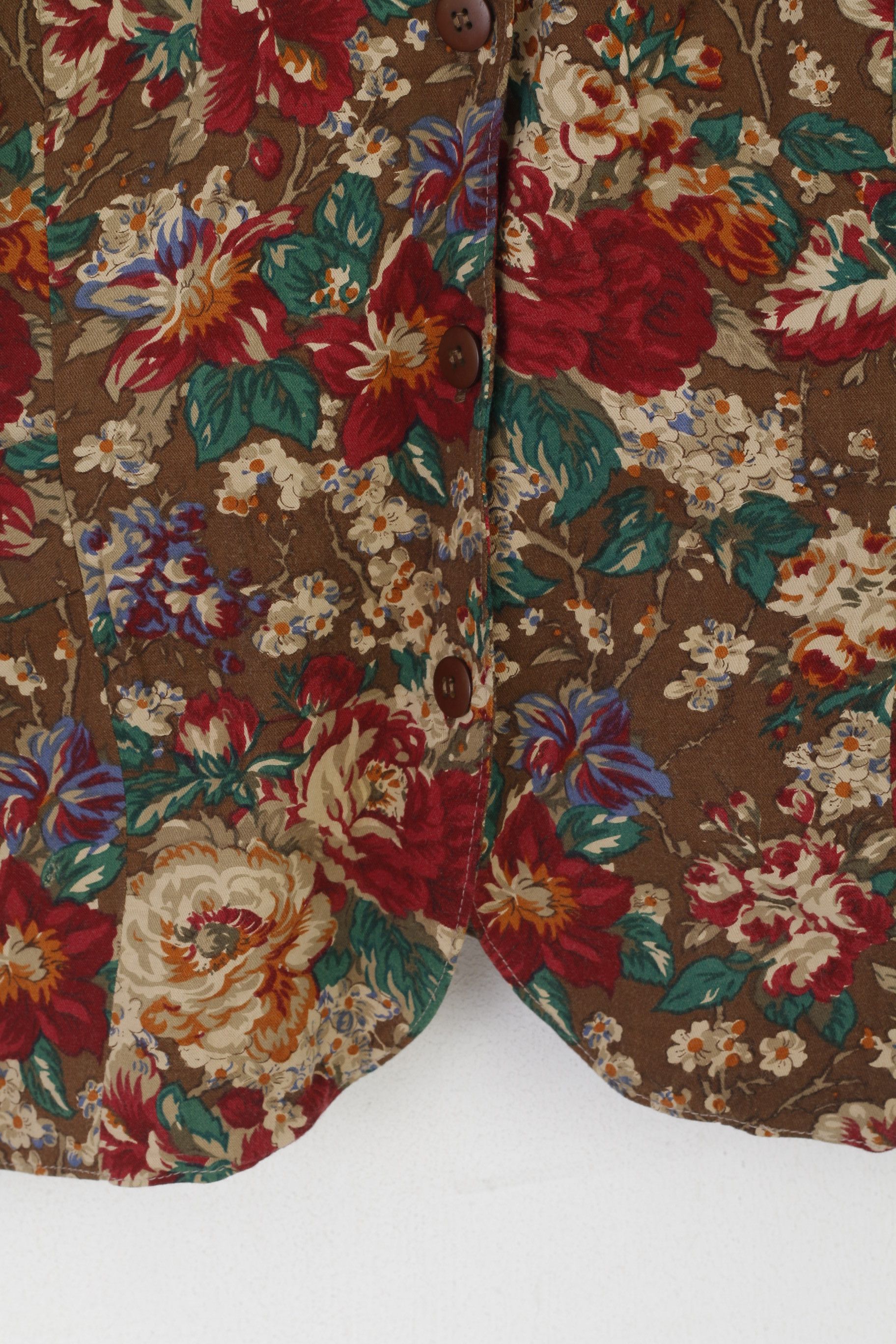 Vintage The Clothing Barn Women L Waistcoat Beige Floral Shiny 0919 Size L / US 10 / IT 46 - 3 Thumbnail