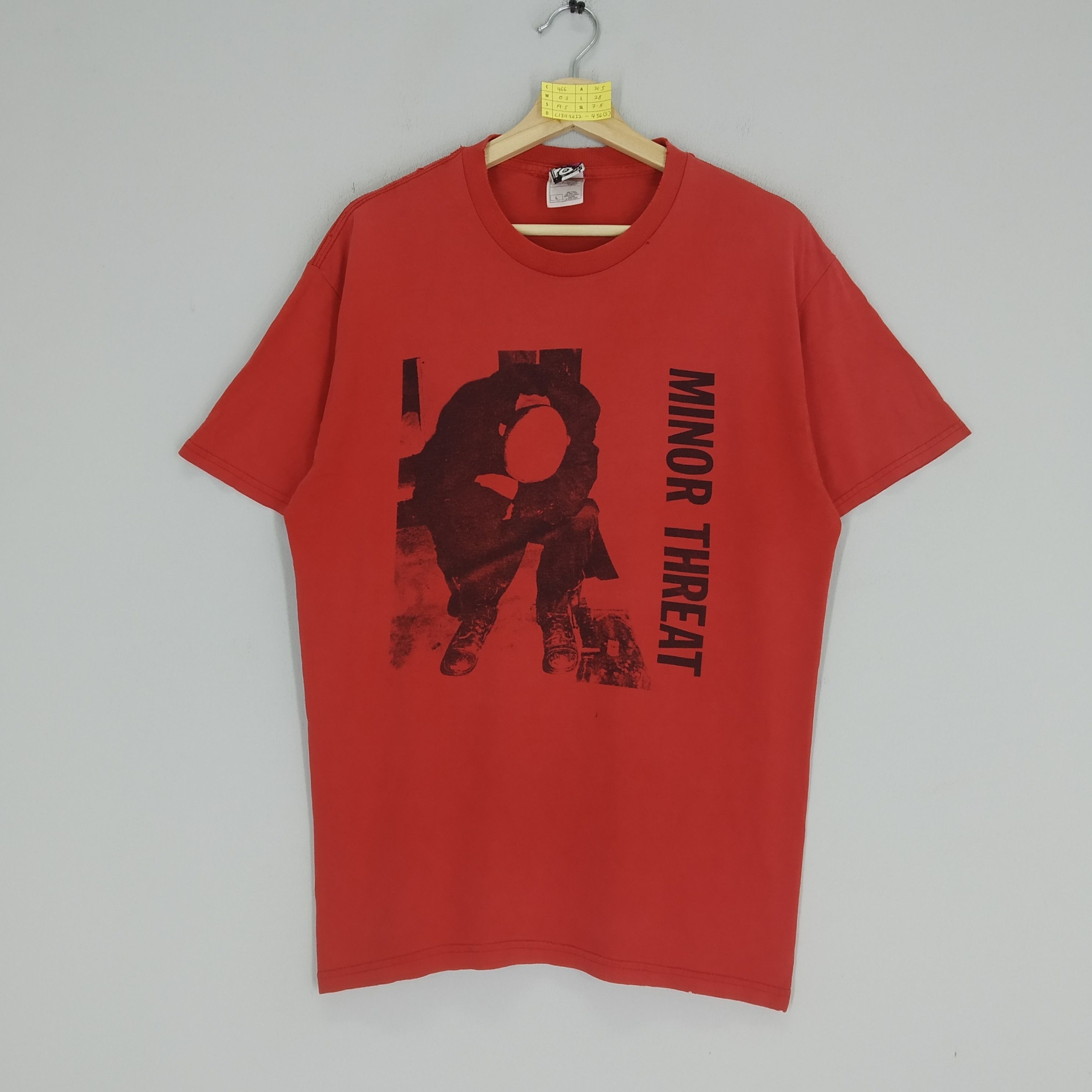 image of Band Tees x Rock T Shirt Vintage 90's Minor Threat American Hardcore Punk Rock Band in Red (Size La